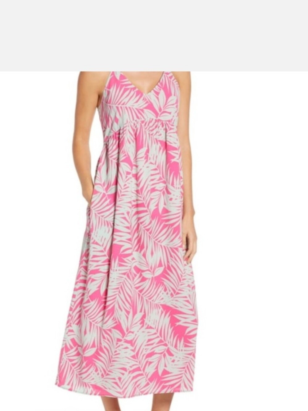 NWT, Gibson Pink Palm-Leaf Maxi Dress